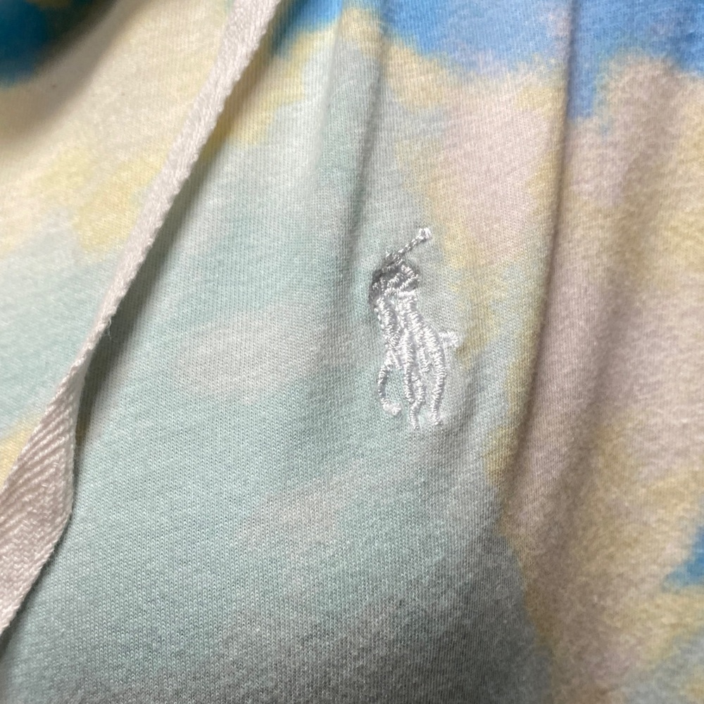 Polo Ralph Lauren size XL Blue Pink yellow and White tie dye hoodie dress casual - Picture 3 of 16